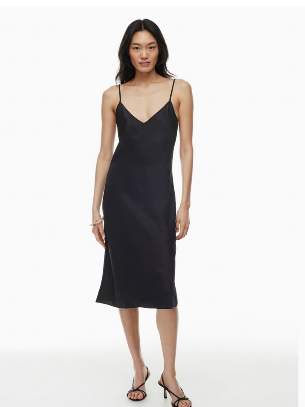 Aritzia Wilfred Only Slip Satin Midi Dress Satin Midi Dress in Black Size Medium